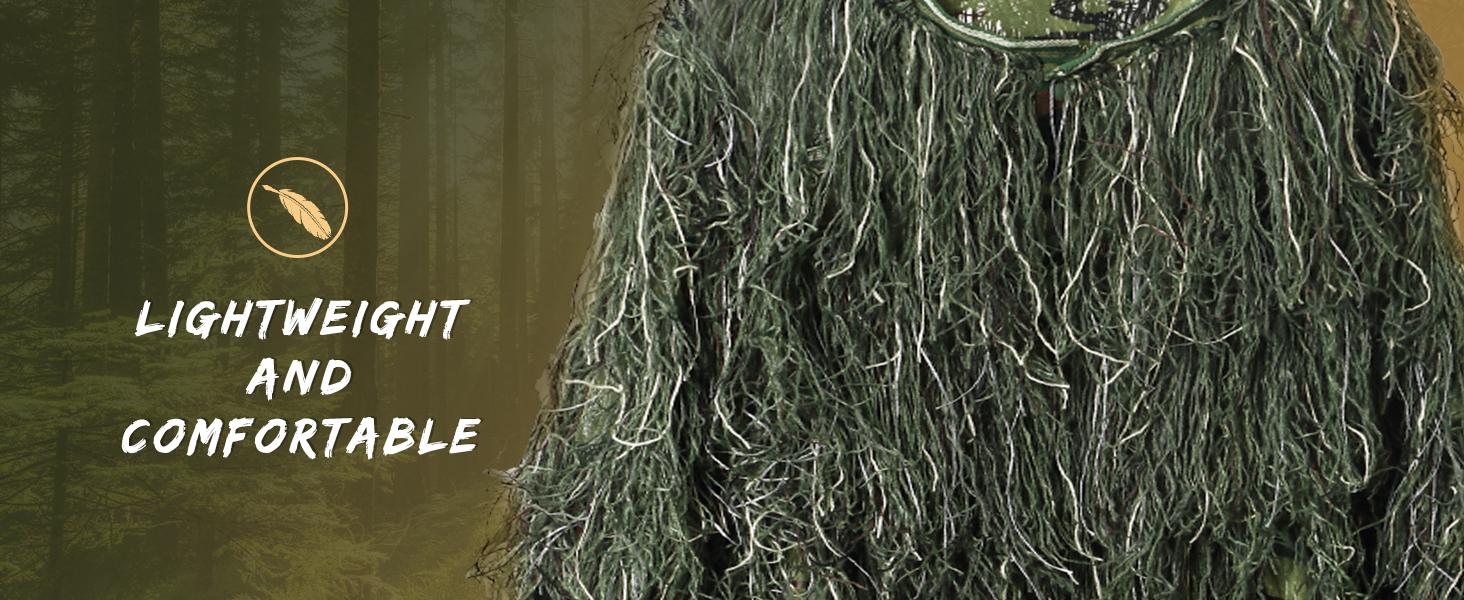 SLSY 5 in 1 Ghillie Suit, 3D Camouflage Hunting Apparel Including Jacket, Pants, Hood, Carry Bag Suitable for Unisex Adults/Youth (M/L/XL/XXL) SLSY 5 in 1 Ghillie Suit, 3D Camouflage Hunting Apparel Including Jacket, Pants, Hood, Carry Bag Suitable for Unisex Adults/Youth (M/L/XL/XXL)