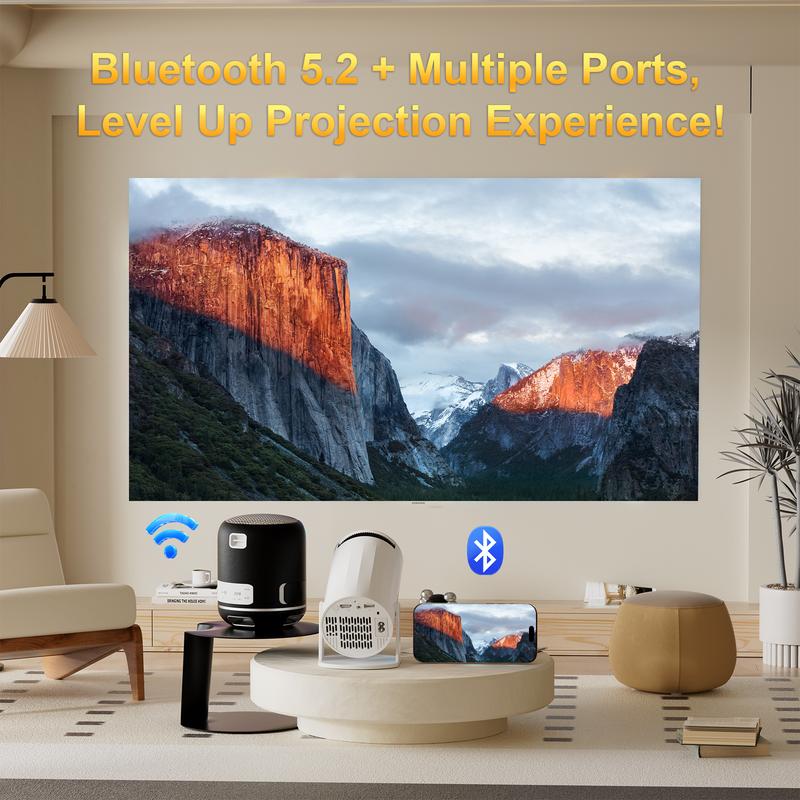 XBJ New Portable Projector, Support 4k Decoding 1080P Home Theater Video Projector Compatible with HD/USB/Smartphone/TV Box/Laptop, Home Theater, Outdoor Multifunction Projector