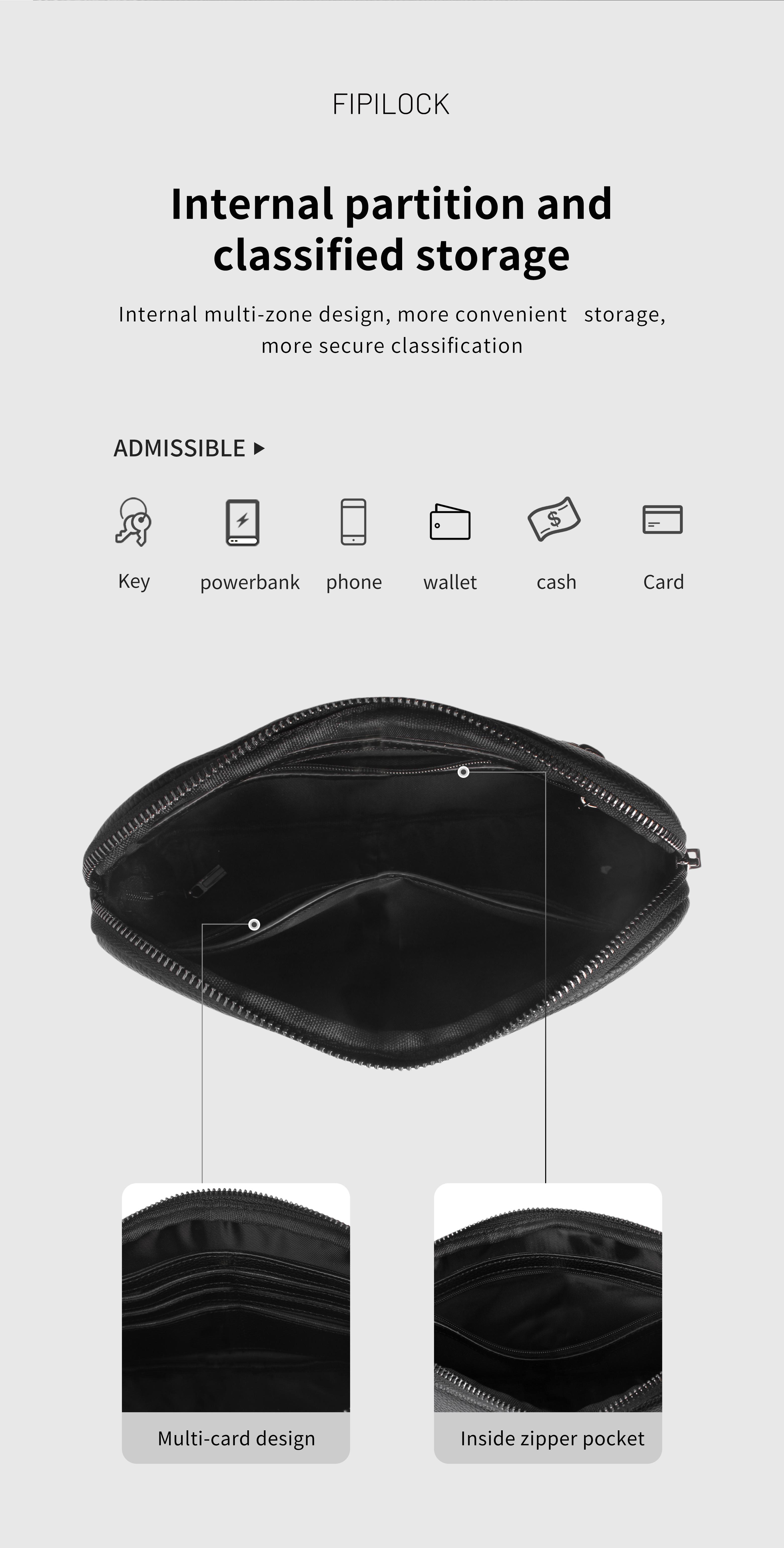 Unisex Fingerprint Handbag, PU Material with Zip Pocket, Biometric Lock, Ideal for Work and Travel, Perfect Gift Option