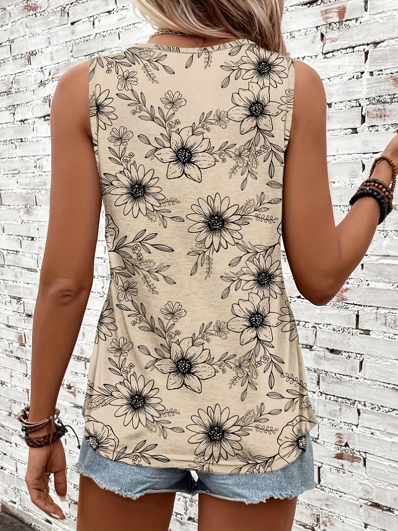 Summer Casual Round Neck New Print Sleeveless Top, Trendy Women's Fashion, Perfect for Daily Wear, Comfortable and Stylish