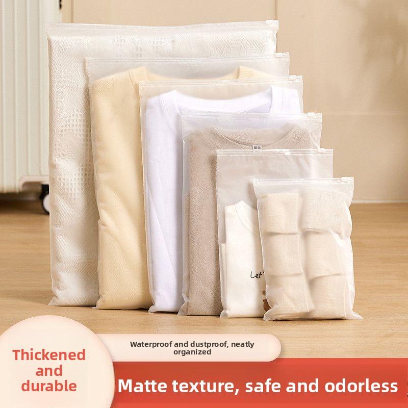 Premium Frosted Zipper Storage Bags - Waterproof, Reusable Travel & Closet Organizers