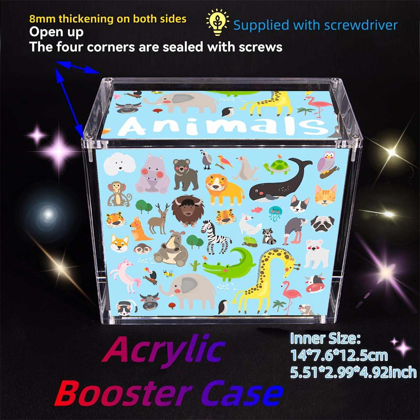 1pc for PTCG Booster Box Cartoon Trading Cards Clear Acrylic Box Protector Display Case with Corner Screw Closure for Sports Games Figure Durable Protection Holder Storage Box for Collectors Trade Card Box (Screwdriver Included, Check yours‘ Size)