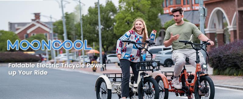 MOONCOOL Electric Tricycle for Adults, 750W 48V 20" Folding Electric Trike , 3 Wheels Electric Bicycle Peak Power 1500W, Aluminum Frame Electric Tricycle with Large Basket and Removable Battery