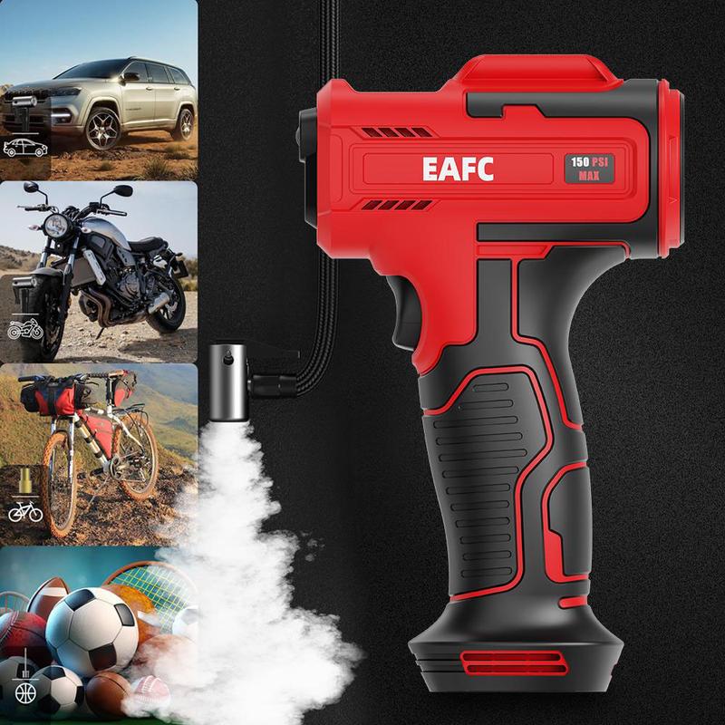 EAFC Portable Wireless Handheld Tire Inflator, Automotive Tire Inflator, Rechargeable Car Tire Inflator with Digital Display & LED Light, Tire Repair & Fitting Tool for Car, Motorcycle, Cordless Tire Inflator