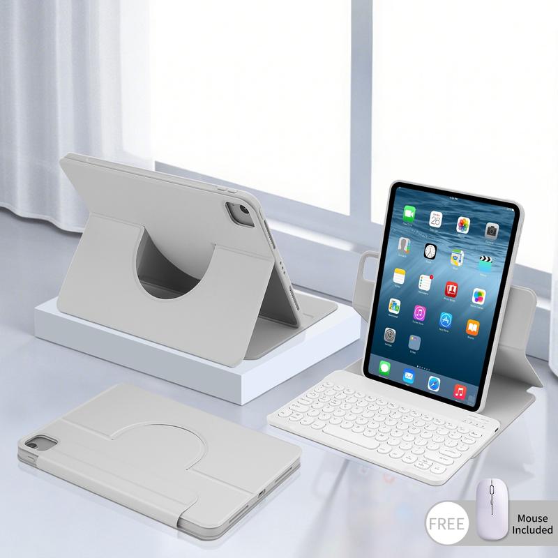 SPALLO Magnetic Spanish Ñ Keyboard Case for iPad A16 11th, 10th Generation, Compatible with iPad Pro M5 2025 & iPad Air 7th 2024, 6th, 5th, 4th Gen - 360 Rotatable Detachable Portable Keyboard - Backlit Wireless Español Keyboard Case with Mouse