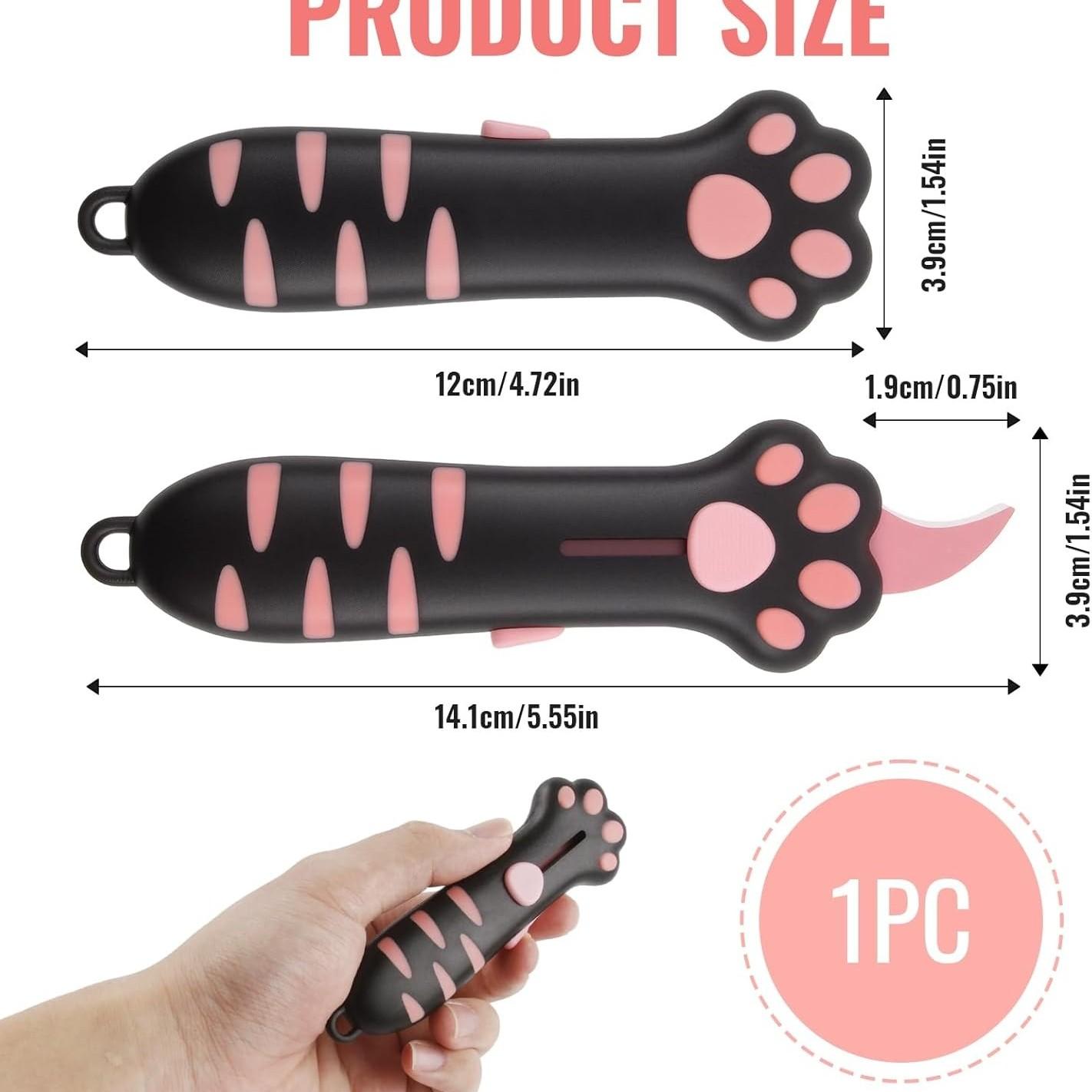 2026 New Extendable Cat Claw Knife, Cute Cat Shape Unboxer, Portable Pet Lover Tool, Multi-Functional Utility Knife for Boxes and Seals