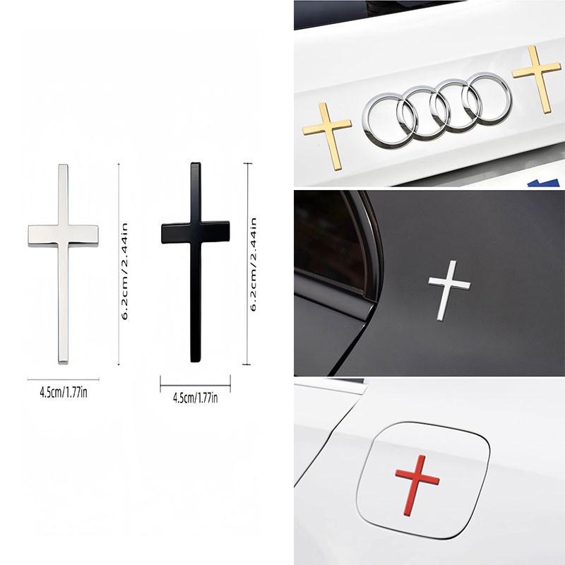 Car Metal Sticker 3D Cross Patch Scratch Cover, Personalized Body Decoration, Car Tail Decal, Unique Vehicle Ornament, Metal Cross Sticker