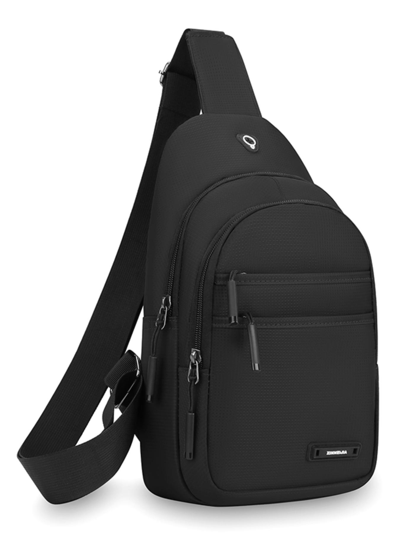 Men's Casual Nylon Chest Bag, Multi-Functional Zipper Pouch, Comfortable Outdoor Sports, Cycling, Commuting, Adjustable Strap Backpack