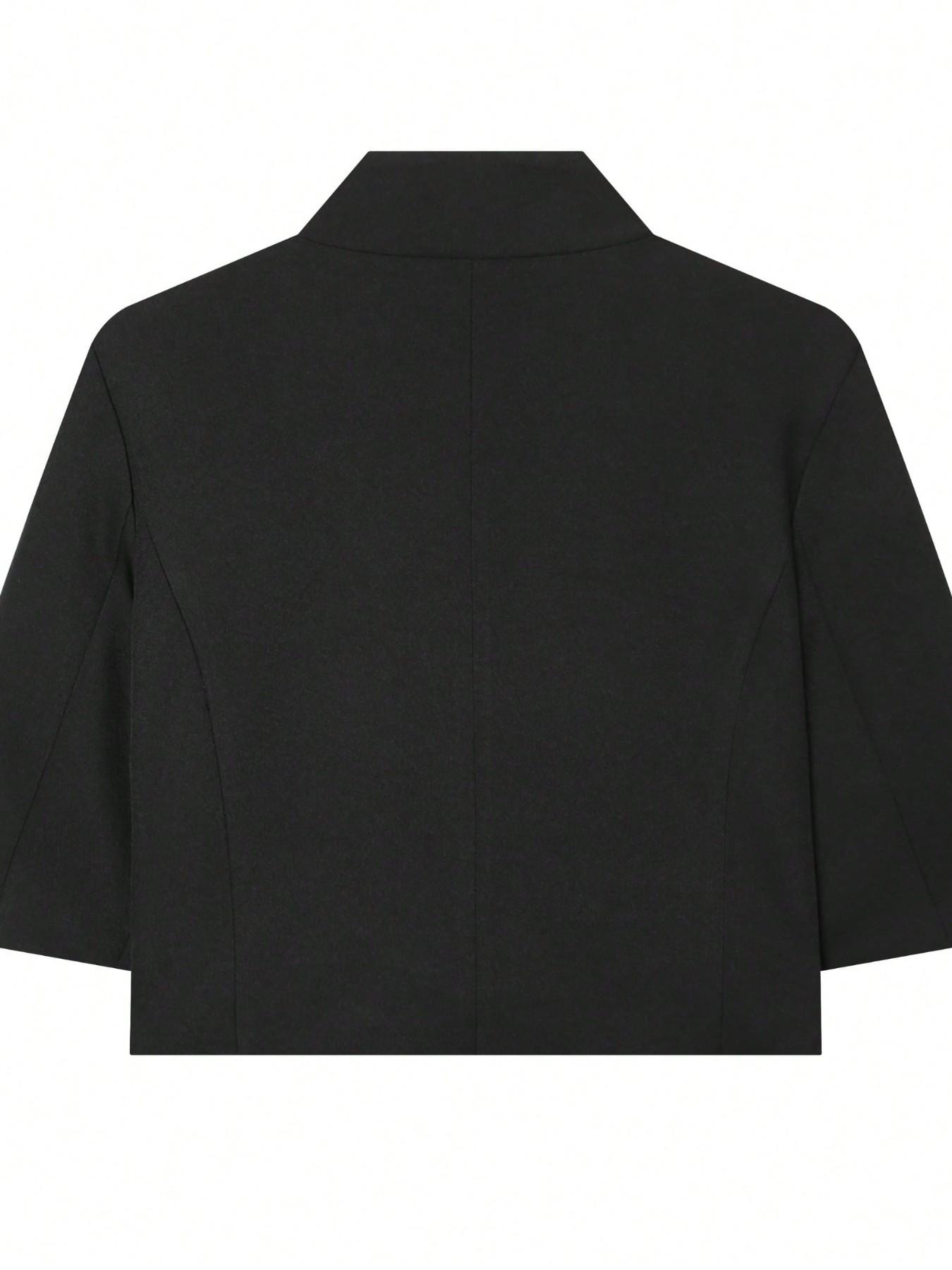 Women's Regular Fit Short Sleeve Solid Slim Blazer, Formal Business Suit Jacket for Ladies, Graduation Dress, Elegant and Professional Outerwear, Minimalist