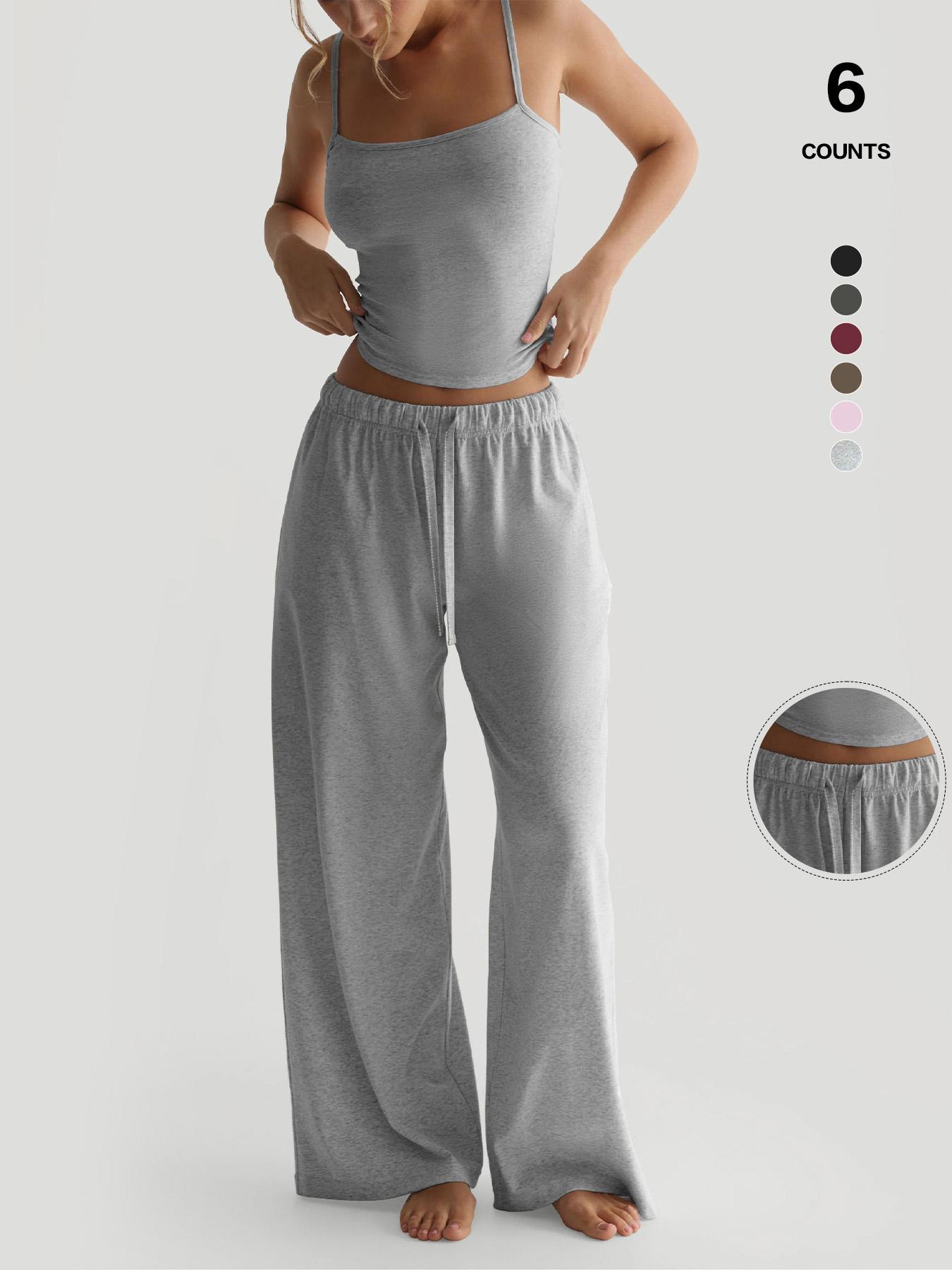 Women's Solid Cami Top & Wide Leg Pants Loungewear, Casual Comfy Pyjama Set for Women, Women's Sleepwear for Summer, Homewear, Pajamas