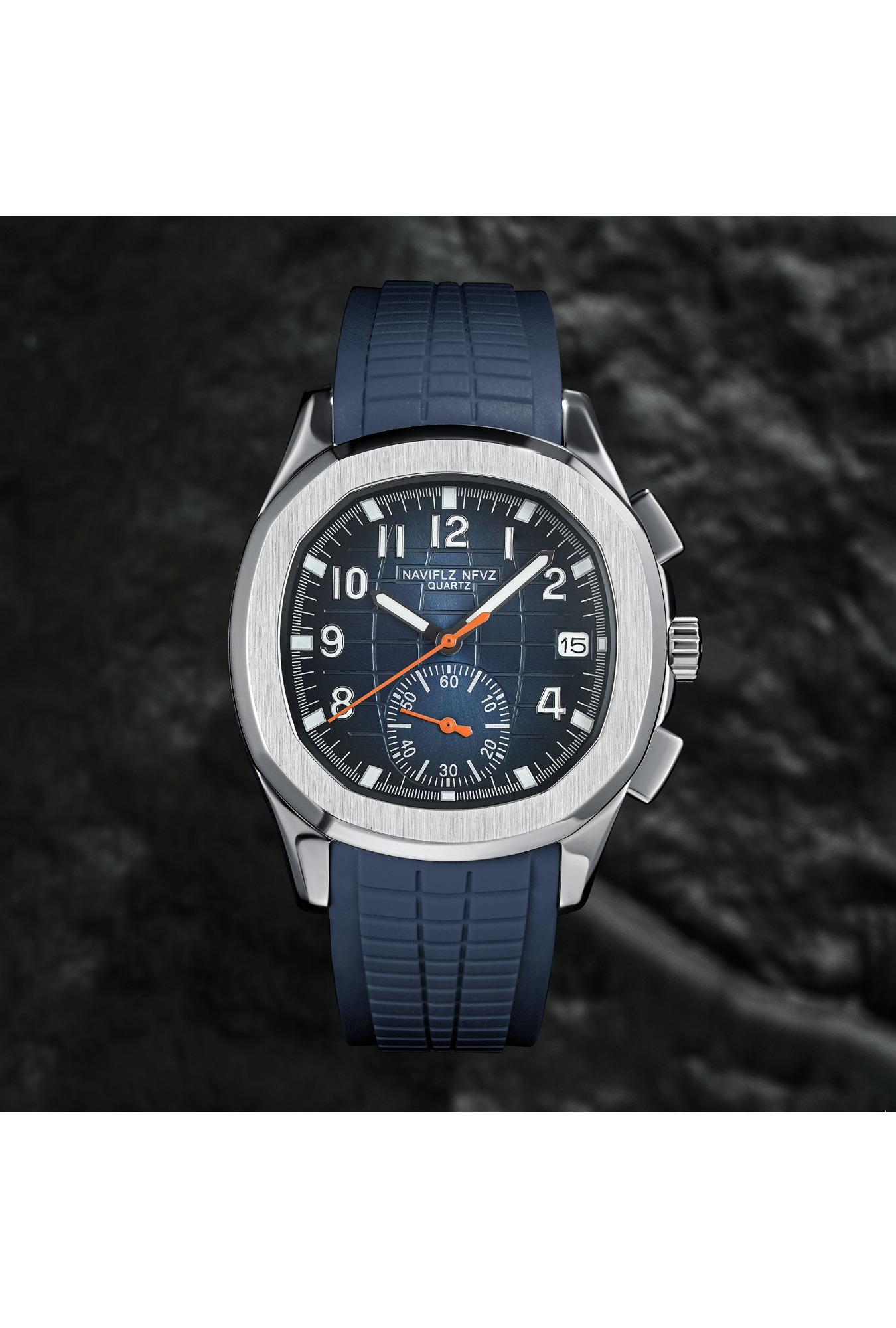 2026 Hot Selling Top Luxury Brand Japan VD53 Mov Chronograph Quartz Watch Stainless Steel Silver-Blue Rubber Strap Luminous Waterproof