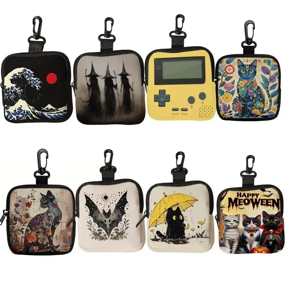 Multiple Styles Mini Coin Purse Mini Artificial Leather Wallet New Cat Print Lightweight Waterproof Earphone Bag Friends Gift