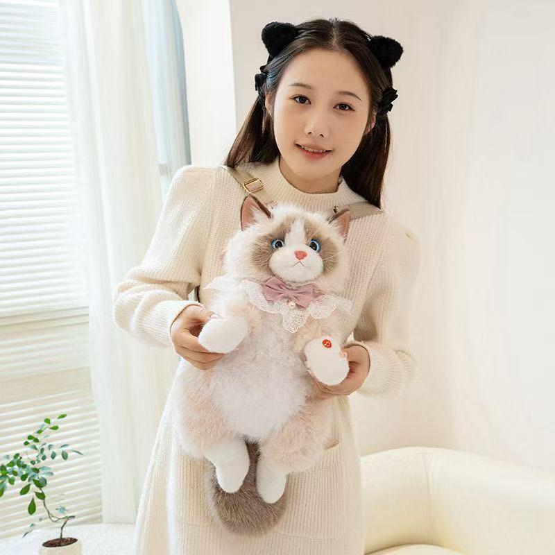 Realistic Cat Plush Toy, Cute Kitten Stuffed Animal, Soft Teddy Bear Doll, Perfect Gift for Kids Girls, Birthday Present