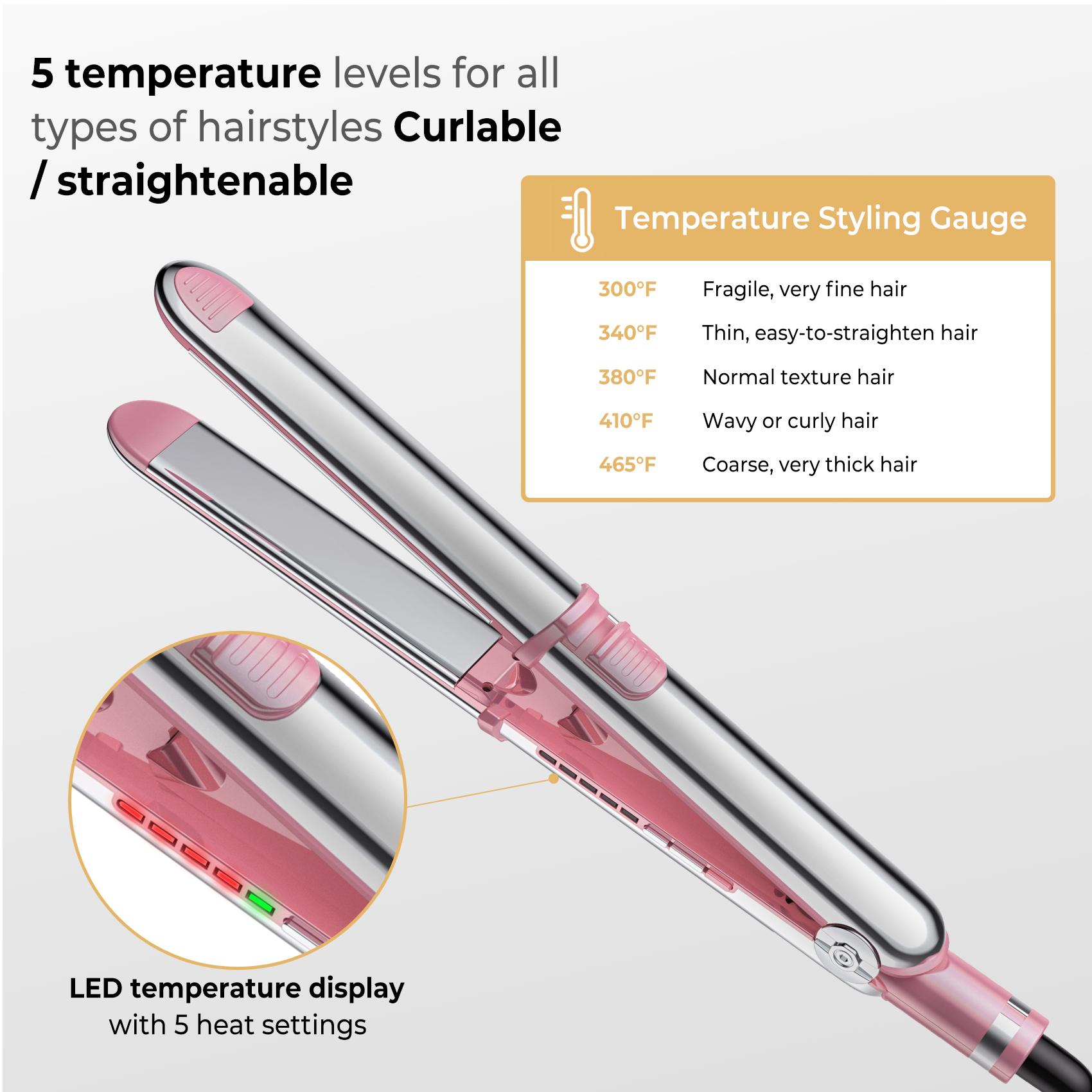 Professional Flat Iron Hair Straightener, Titanium Hair Straightening Ionic Fast Heating Hair Tools, 2 in 1 Hair Straightener Hair Curler, Hair Styling Tools for Women, Gift