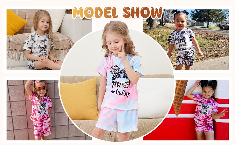Toddler Girl Summer 2-Piece Outfit Set, Ruffle Sleeve Graphic Top & Shorts