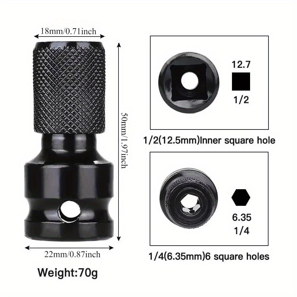 1/2" to 1/4" Hex Socket Adapter, Impact Extension for Pneumatic & Electric Tools, Quick-Install, Heavy-Duty Steel Construction, Ideal for Auto Repair & Assembly.