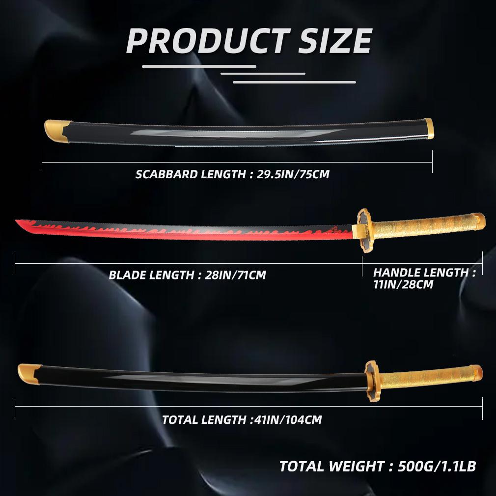 41 inches LED Light Tsugikuni Yoriichi Demon Slayer Sword Cosplay with Belt & Holder Stand Display for Cosplay & Collection and Anime Fans