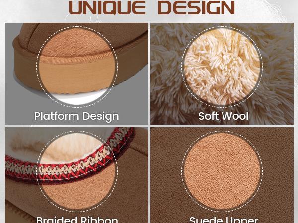 Fur Boots Platform Slippers For Women Fluffy Boots Mini Boots Fuzzy Boots Slippers For Women Outdoor and Indoor Snow Shoes For Women Winter Shoes Women