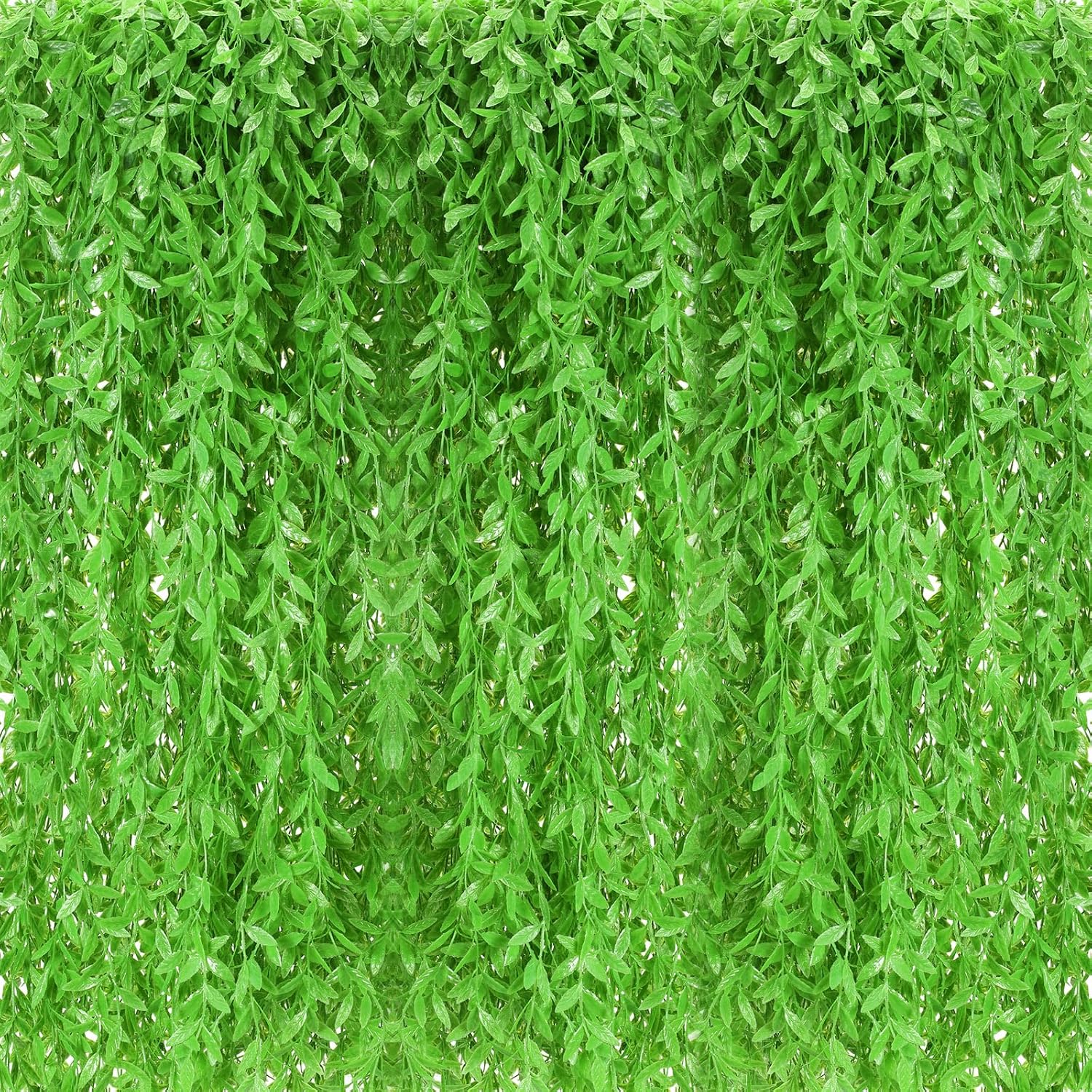 Artificial Hanging Vines Fake Weeping Willow Leaves Decor  Artificial Vines Greenery Garland for Wedding Party Backdrop Wall Decor Garden Patio Backyard (Fruit Green)