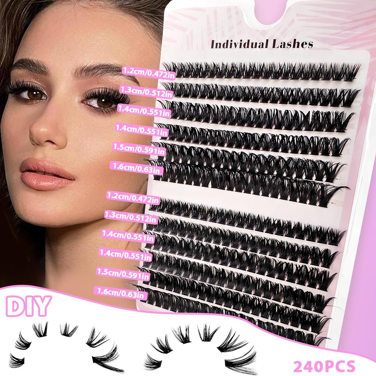 Mixed Size False Eyelashes Lash Clusters Waterproof Kit, 240pcs/set Natural Look Eyelashes Extensions, Faux Cluster Lashes, Volumized Fake Eyelashes for Eye Makeup, Lashes Extension Kit, Mini Makeup, Cluster Lashes Kit, Lightweight Cosmetic