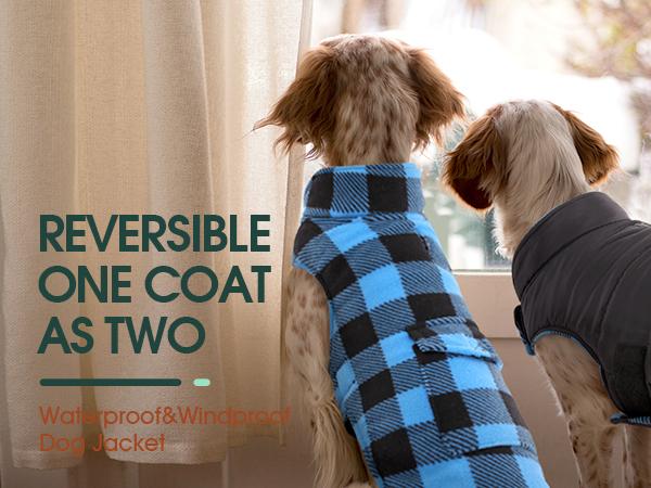 Kuoser Dog Winter Coat, Windproof Dog Fleece Jacket British Style Plaid Cold Weather Dog Vest Coats Kuoser Dog Winter Coat, Windproof Dog Fleece Jacket British Style Plaid Cold Weather Dog Vest Coats