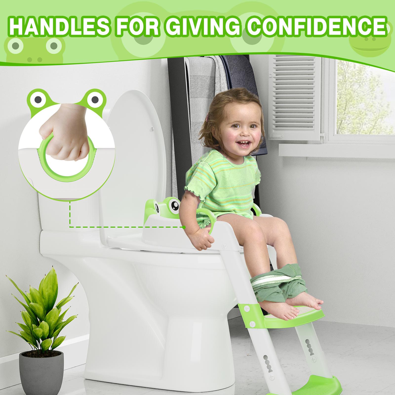 Potty Training Seat with Step Stool Ladder for Toddlers as a Potty Training Toilet Anti-Slip Safe Pads Adjustable Height Legs