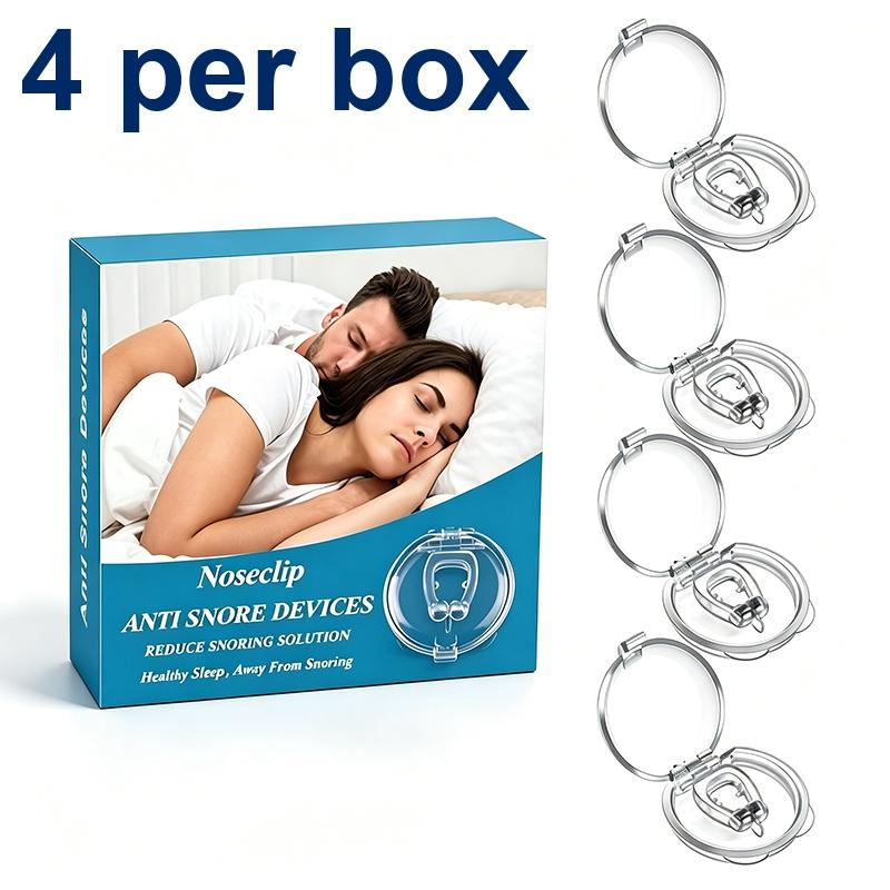 Anti Snoring Devices (4 Pack), Adjustable Silicone Snoring Solution, Anti Snoring Nose Clip, Effectively Relieve Snoring, Stop Snoring for Men and Women, Clear