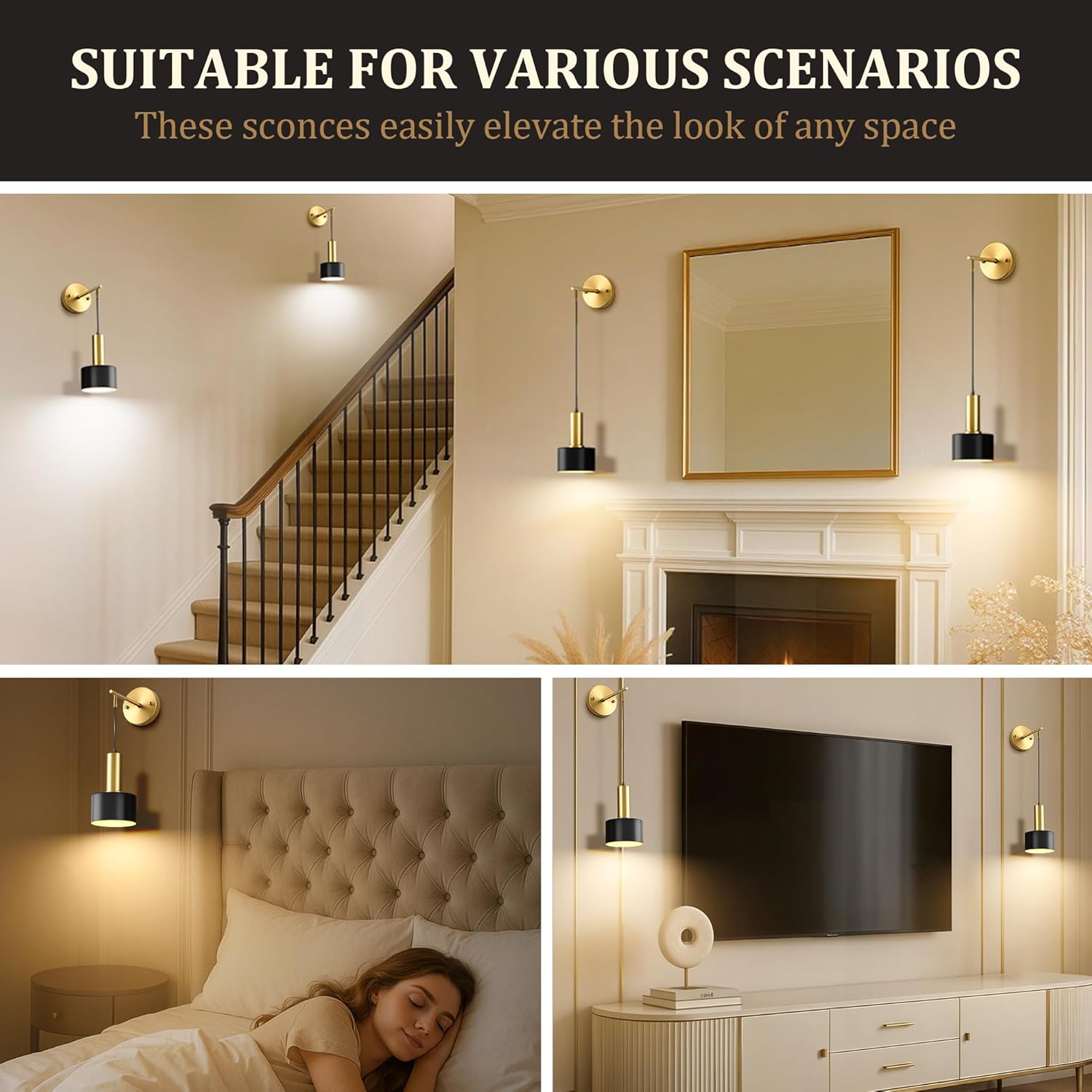 2 Piece LED Rechargeable Wall Light Set, Modern Iron Art Wall Lamp, RGB Remote Control Indoor Decor Lighting, Modern Mood Lighting