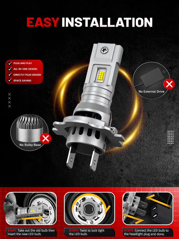 2pcs H7H4 H11 H1 LED Headlight Canbus 50000LM Light Bulbs for Car With Fan Turbo Lamp 6000k Auto LED 9005 HB3 9006 HB4  Light Fog Lamp Plug&Play 12V