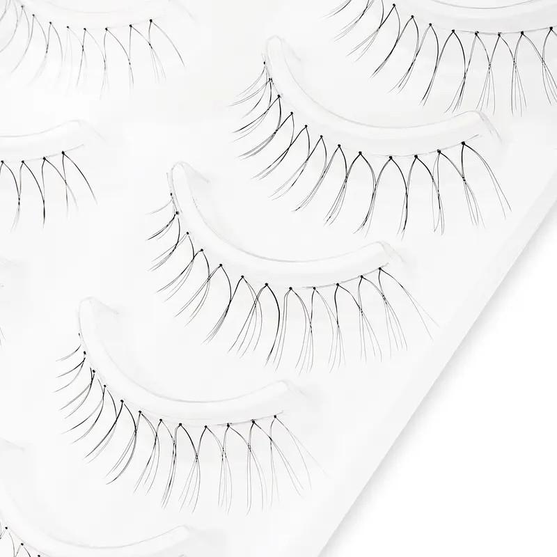 5 Pairs U-Shape 12 Columns Korean Thin False Lashes, Cosmetic, Transparent and Stunning Look, Lightweight Design for Natural Beauty Enhancement