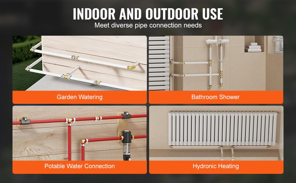 VEVOR Pipe Fittings, 1/2 25PCS Brass Pipe Fittings, Clamp-style 1/2 NPT External Thread Pipe Connector Brass Air Fittings, Plumbing Fittings NPT Adapter for Heating/Shower Systems, Water Pipes