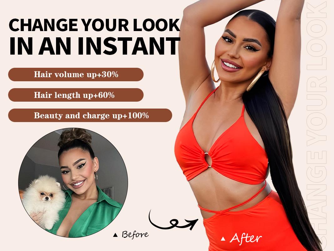 [Iridescent] 30 Inch Long Straight Claw Ponytail Extension Claw Clip in Ponytails Hair Natural Soft Synthetic Pony Tail Hairpieces for Daily Use