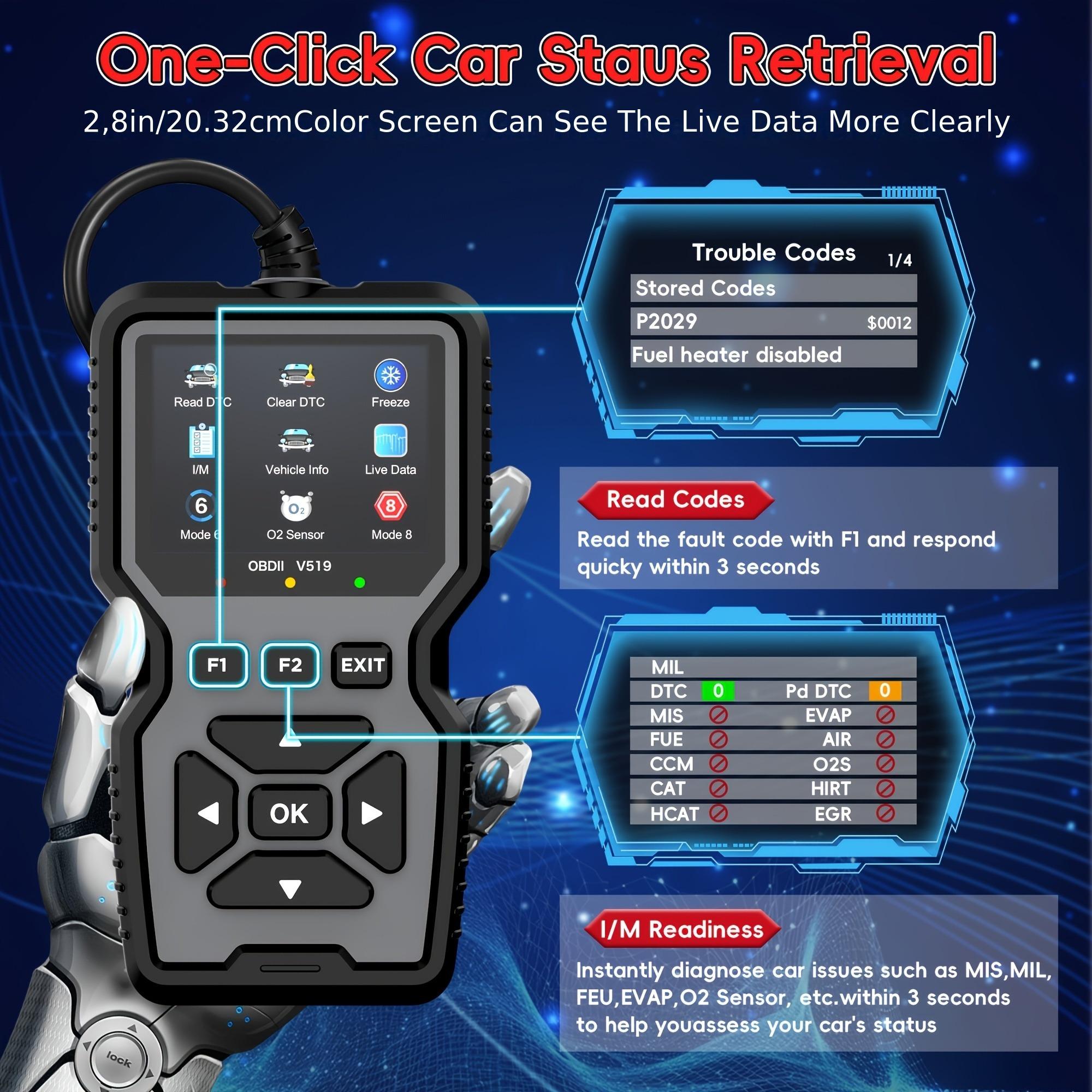 Professional OBD2 Scan Diagnostic Tool | Enhanced Engine Fault Code Reader And Reset, Mode 6/8 Advanced OBDII/EOBD Car Diagnosis Scan Tool, Battery Tester, I/M Preparation State, Error Code Eraser | Suitable for All OBD II Protocol Cars Since 1996