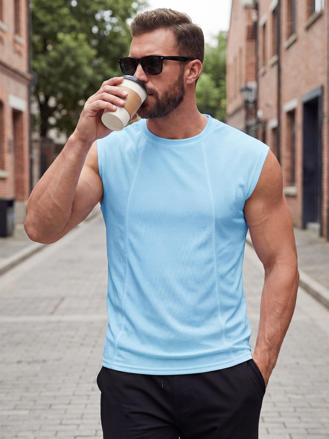 Men's Sleeveless Fitness Tank Top, Quick-Dry Mesh Breathable Sports Shirt, Ideal for Workouts, Comfortable and Lightweight Design