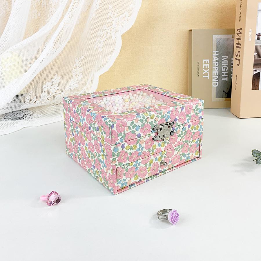 1pc Pink Floral Drawer Wind-up Musical Jewelry Box, Rotating Ballet Music Box for Earrings Necklaces Rings Storage and Display, Perfect Mother's Day Valentine's Day Anniversary Gift​