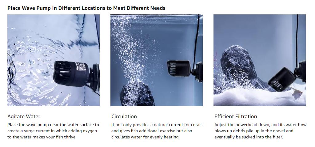 hygger Wave Maker Pump for Aquarium with Magnetic Mount Quiet Powerhead for Saltwater and Freshwater Fish Tank