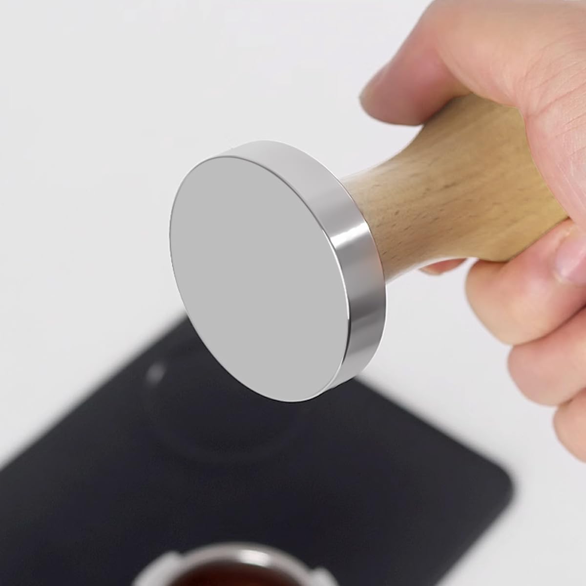 Coffee Tamper, Stainless Steel Espresso Coffee Bean Press Base Espresso Tamper Tool ((51mm))
