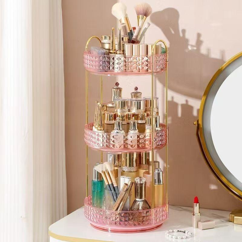 Multifunctional Rotating Storage Rack, Cosmetic Organizer Box, Makeup Box Organizer, Desktop Display Shelf, Bathroom Kitchen Storage Holder, 1 Piece