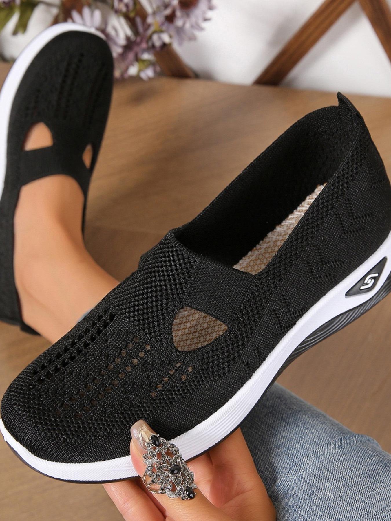 Women's casual lightweight knitted breathable sneakers, Versatile walking shoes, comfortable shoes for spring and autumn, comfortable and breathable walking shoes, suitable for daily leisure and commuting to work and school, Lightweight Comfy Shoes