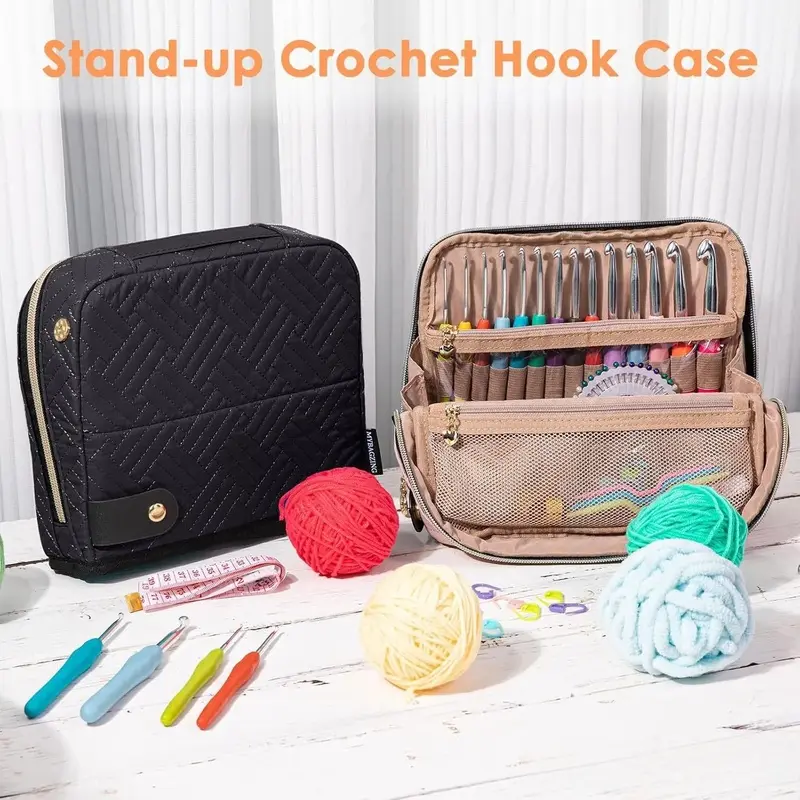 Multifunctional Quilted Knitting Supply Storage Bag, Spacious Yarn Tote Organizer. Household Craft Bag To Organize Crochet Tools, Threads And Handcraft Accessories, Suitable For DIY Lovers Home & Outdoor Travel.
