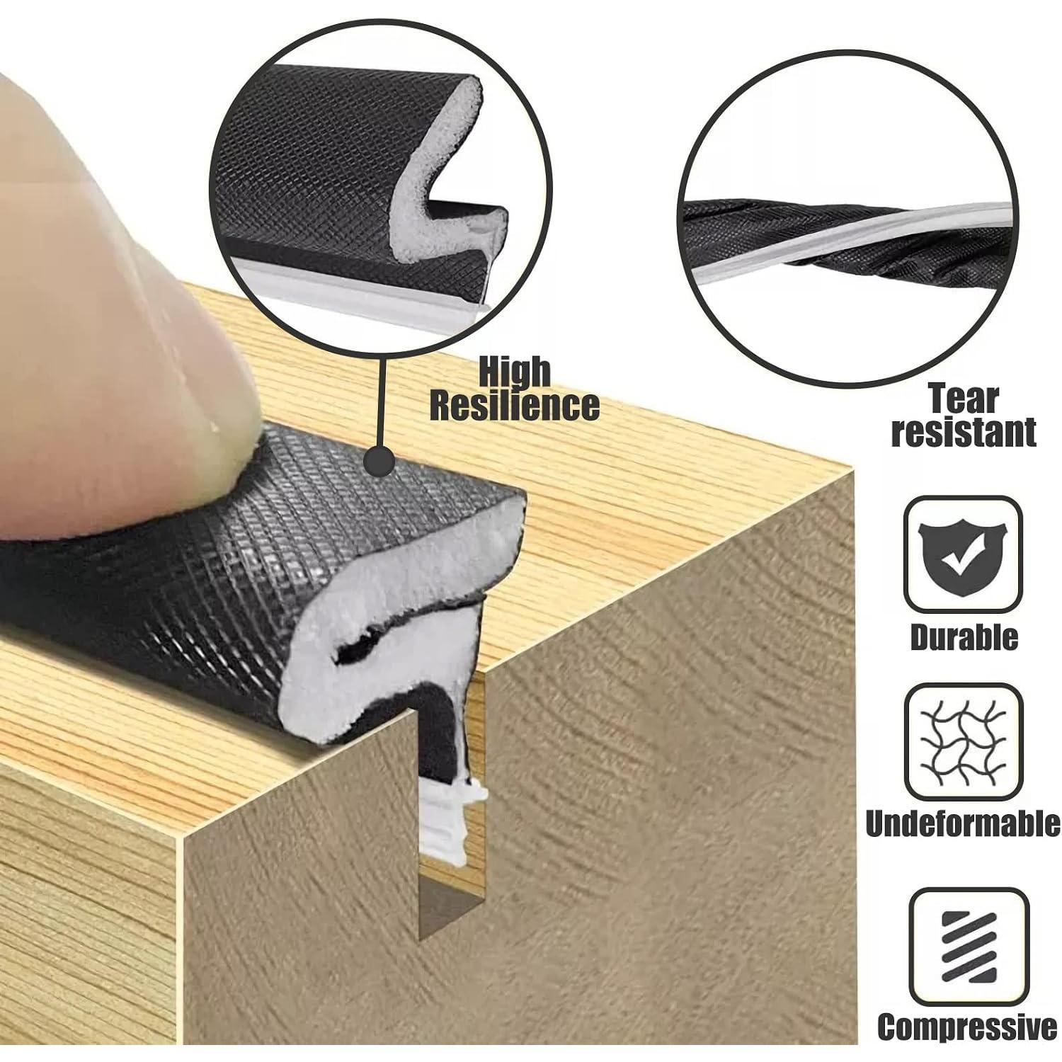 Door Frame Kerf Non-Adhesive Weather Stripping Seal Strip PU , PE Cover, Slot Installation for Large Gap, Sound Heat Insulation, Dust Water Prevention (26ft, Black Flanged) Door Frame Kerf Non-Adhesive Weather Stripping Seal Strip PU , PE Cover, Slot Installation for Large Gap, Sound Heat Insulation, Dust Water Prevention (26ft, Black Flanged)