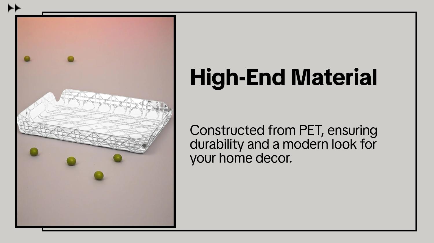 Luxury Rattan Pattern Tea Tray, High-End 2026 New Model, Rectangular Tray for Home, Living Room, Coffee Table, Beauty Accessories