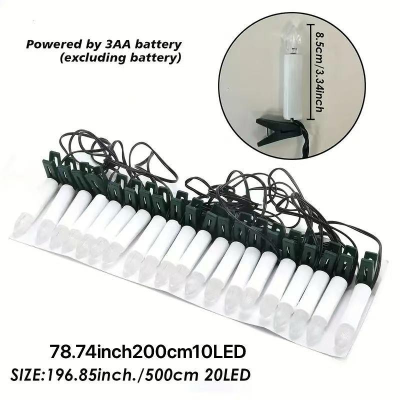 Flameless Candle Light 20/10 LED, Battery-Powered Decorative Candle String, Home Decor Lighting, Ideal for Restaurant, Bedroom, Party, Christmas, Halloween, Ambient Decor Lighting