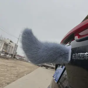 Faux Fox Fur Electric Vehicle Tail Decoration Battery Powered Swinging Car Rear Accessory Waggling Tail For Outdoor Riding Auto Exterior Decor
