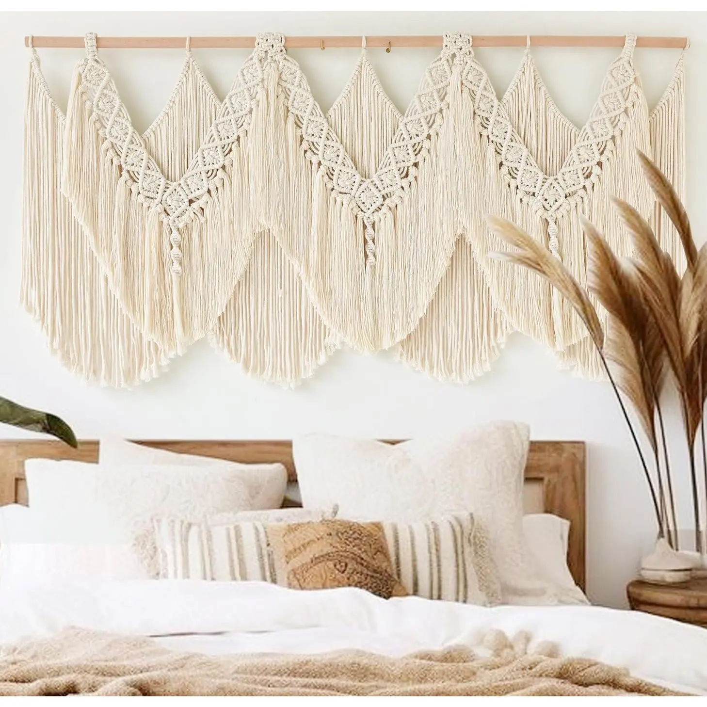 Macrame Wall Hanging Wedding Hanger Macrame Wall Decor Dorm Craftsmanship Handmade Tassel Knotting Boho Fiber Art Home Room Decor 47" W x 25" L