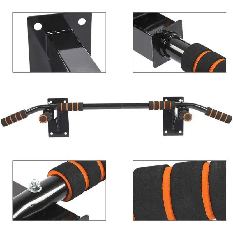 Premium Wall Mount Pull Up Bar | 1400LB Max Weight, Integrated Home Gym Kit with Hanging Straps, Suitable for Weight Training, Dips, Chin-Ups, Push-Ups & Core Fitness – Black Commercial Strength Gear