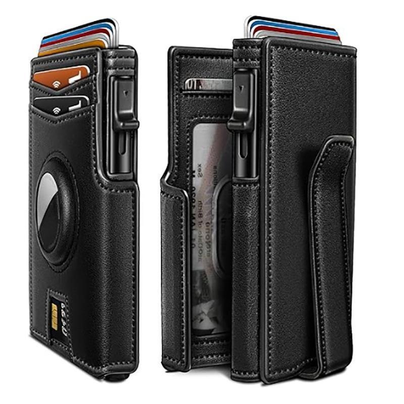New Airtag Wallet For Men Gigt, Minimalist Money Clip 10 Cards Metal Case Smart Slim Pop Up Wallet With Magnetic Closure RFID Blocking Aluminum Credit Card Holder Bifold Wallet With Gift Box