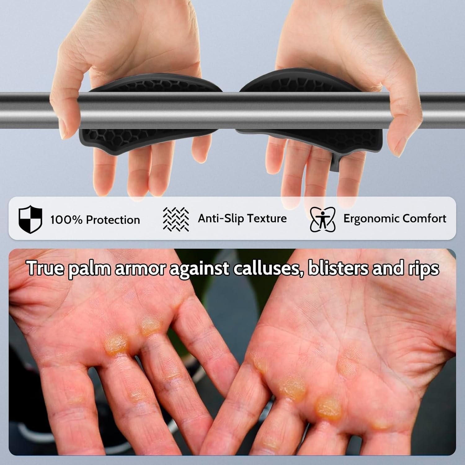 Weight Lifting Grips, Anti-Slip Training Hand Grips, Ergonomic Rubber Hand Protectors, Suitable for Weightlifting, Pull-Ups, Gym Training and Fitness Workouts, for Men and Women