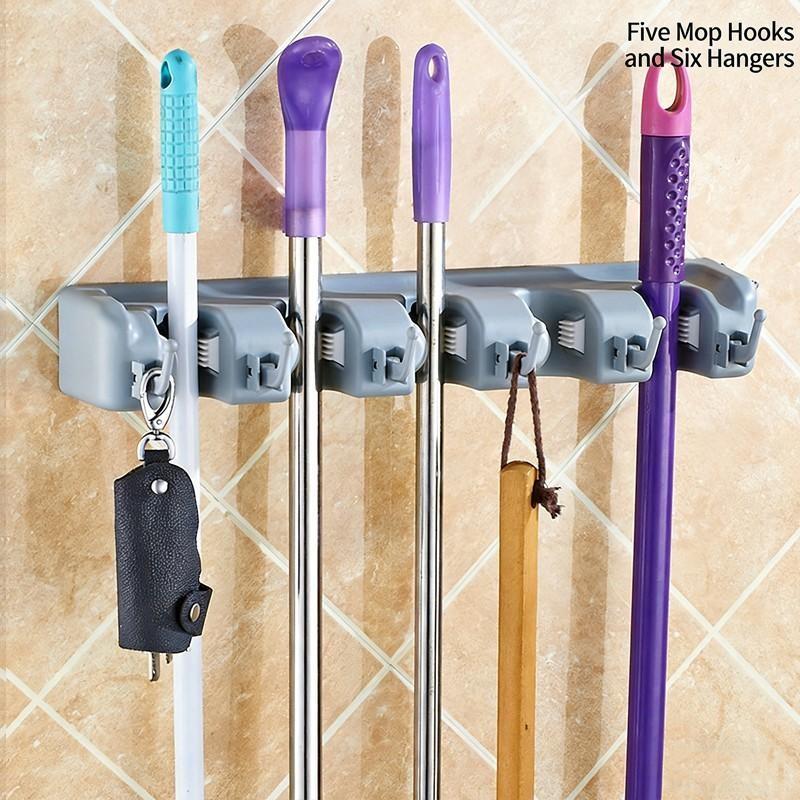 Multi-function Magic Broom & Mop Hook, WallMounted Storage, 1 Count Multi-grid Broom &Mop Holder, Portable Household Broom & MopOrganizer, Plastic Hooks, Space Saver Organizer, Home Supplies #TOPPICKS