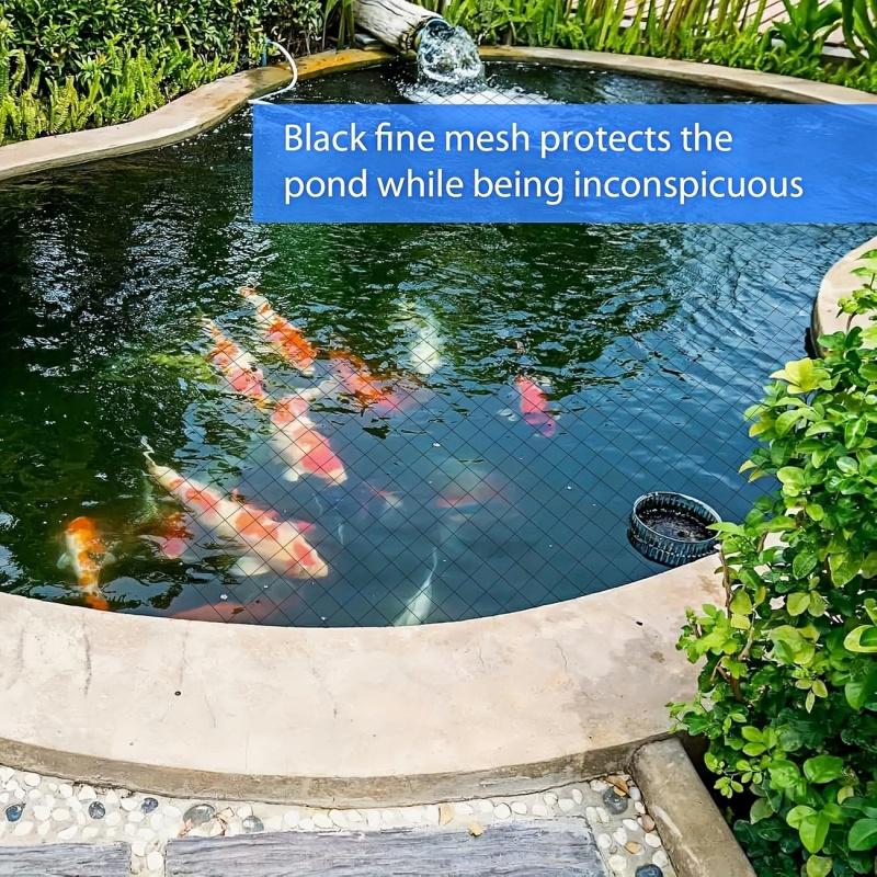 Koi Pond Predator Guard, Durable Fine Mesh Net, Protects Koi Fish From Herons, Raccoons, Cats, Ideal for Ponds, Farms, Gardens